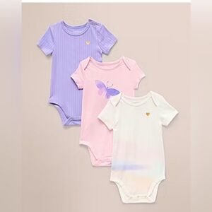 Proudly™ Baby Girls Round Neck Short Sleeve 3-pc. Bodysuit in multi size 18M